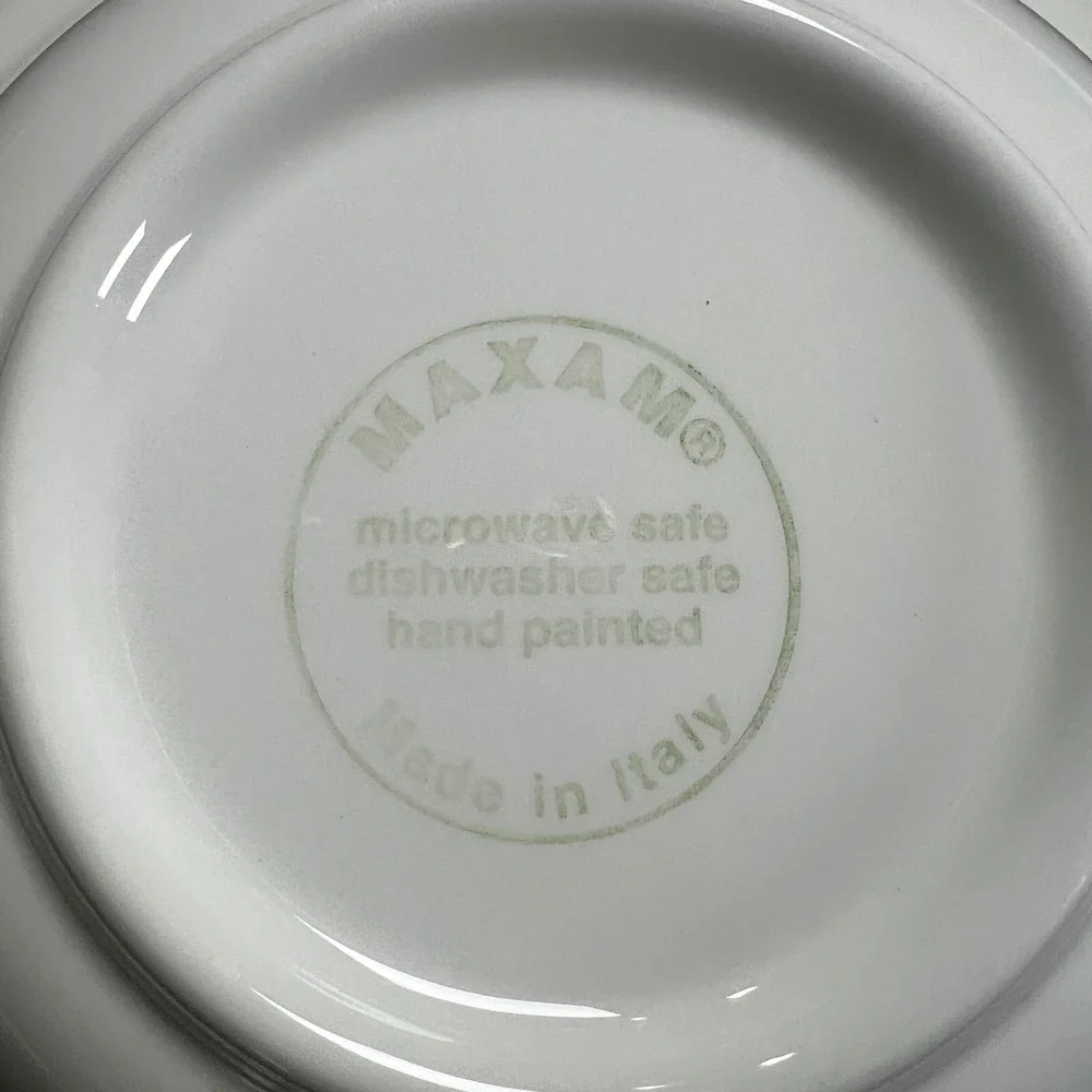 Maxam Italy Hand Painted Floral Pasta Bowl Blue Yellow White Ceramic 9 Inch